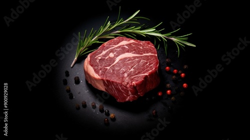 Wallpaper Mural Raw Beef Steak with Rosemary and Peppercorns Torontodigital.ca