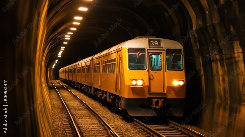 Fototapeta premium Train Entering a Tunnel
