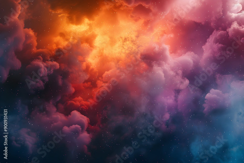 Abstract cosmic cloudscape with swirling colors and twinkling stars.