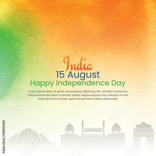 15 august indian independence day wishing design vector file