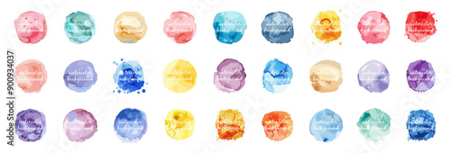 Watercolor paint stains set. Delicate pastel colors. Abstract colorful watercolor spots. Place for text. Element for logo design and decoration. Isolated vector backgrounds