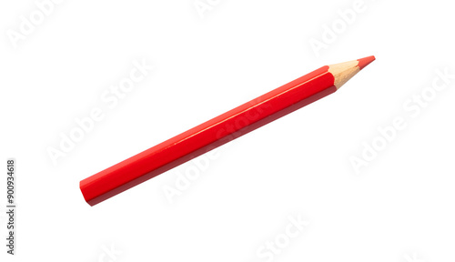 close up of red pencil isolated on white photo