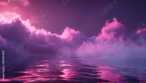 Panoramic photo, view of a pink and purple sky at sunset. Sky panorama background, header and web banner