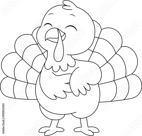 Cute turkey outline coloring page