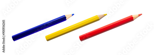 Konstfotografi Primary color pencil set for drawing isolated on white background