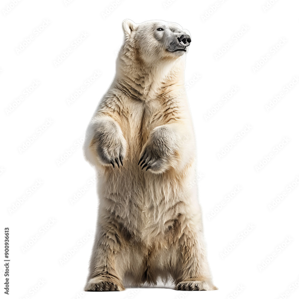 Fototapeta premium Polar bear standing two legs isolated on transparent background, png
