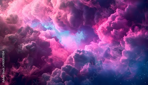 Panoramic photo, view of a pink and purple sky at sunset. Sky panorama background, header and web banner