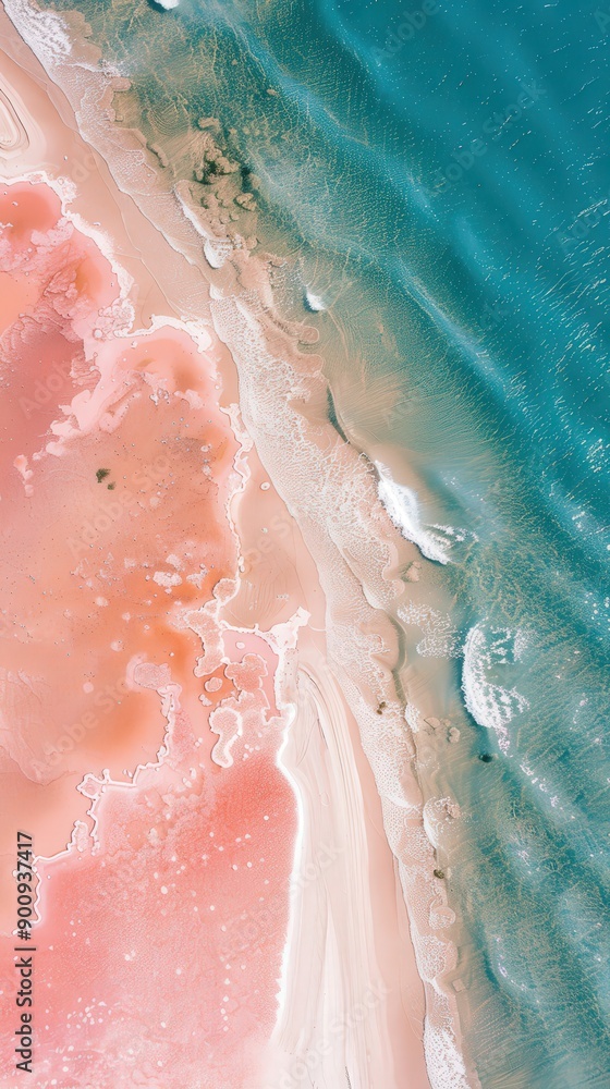 Fototapeta premium Drone View of Coastal Pink Salt Lakes