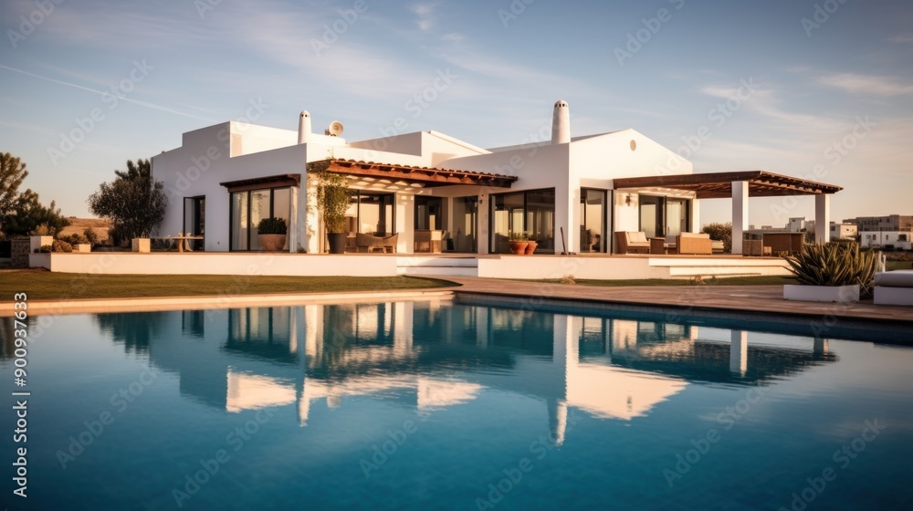 Modern Villa with Swimming Pool and Reflected Sky Modern Villa with Swimming Pool and Reflected Sky