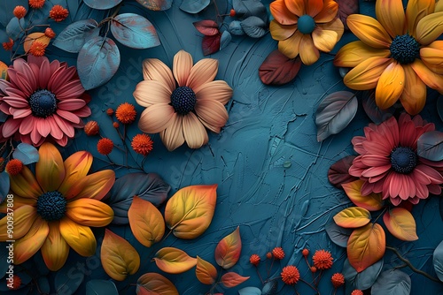 Wallpaper Mural a group of flowers and leaves. Torontodigital.ca