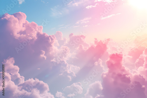 Soft pastel skies with fluffy clouds smooth gradient