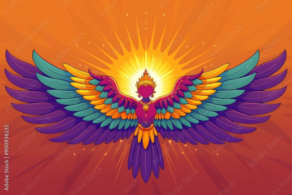 Obraz premium Goddess of the Sun with Wings Spread