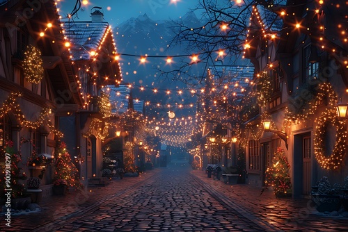 a street with lights on it.