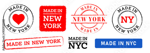 Made in New York NYC stamp label sticker emblem label red black