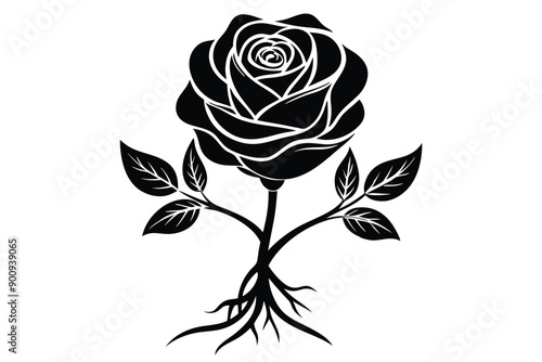 Rose flower root silhouette vector E.eps