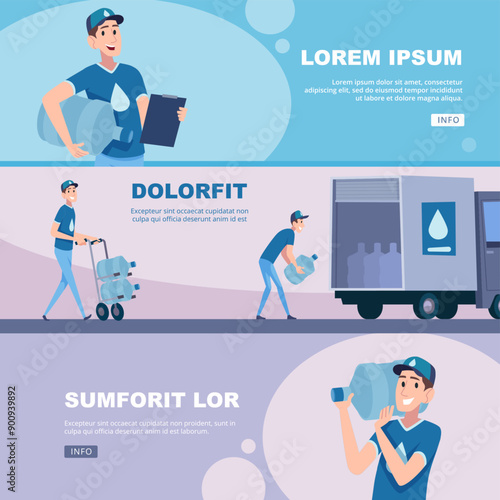 water delivery. service characters delivers water