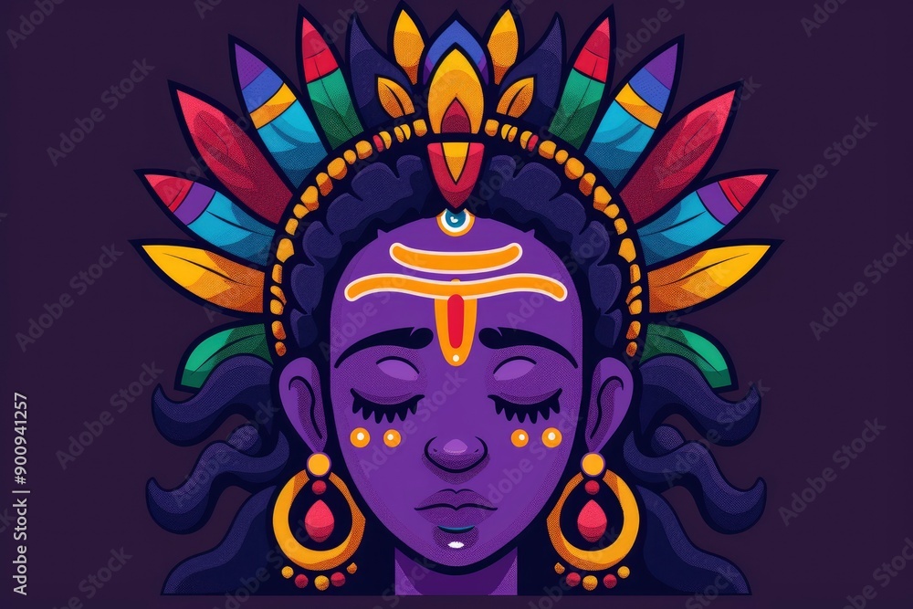 Colorful Illustration of a Person with a Headdress Colorful Illustration of a Person with a Headdress