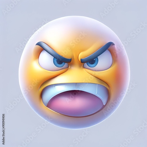Icon of Angry face emoji, Glossy glass style © Kheng Guan Toh