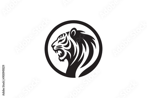 create a tiger logo silhouette vector with white background.