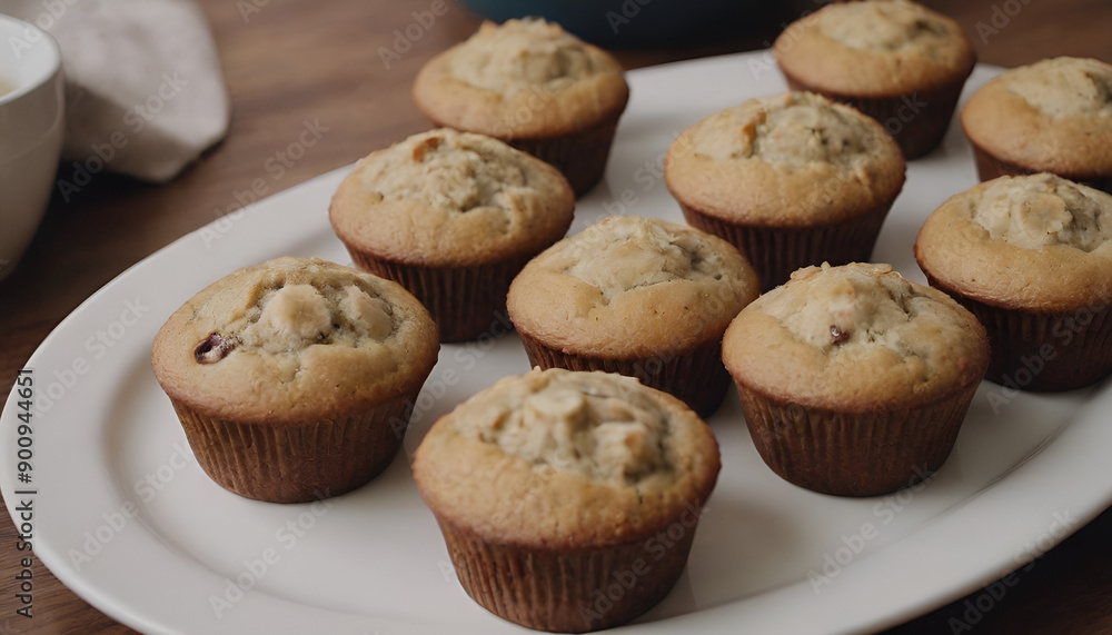 closeup of banana muffins closeup of banana muffins