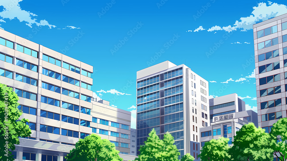 Fototapeta premium modern city in cartoon/anime style