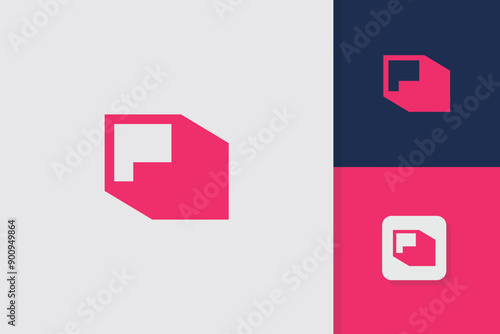 letter p block logo design vector template