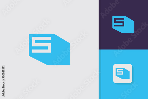 letter s block logo design vector template