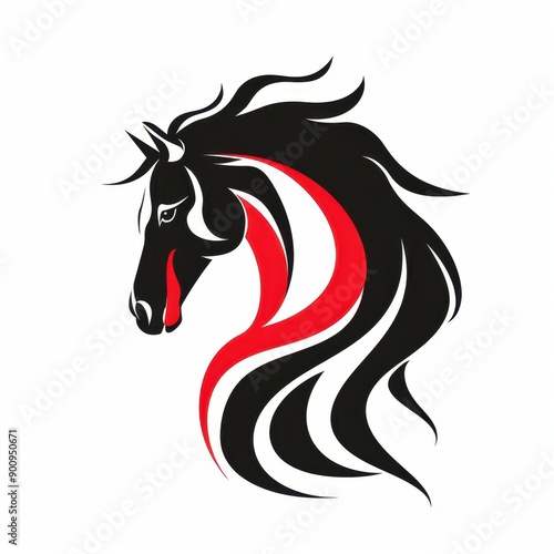 Wallpaper Mural Majestic Horse Head Silhouette with Red and Black Flowing Lines Torontodigital.ca