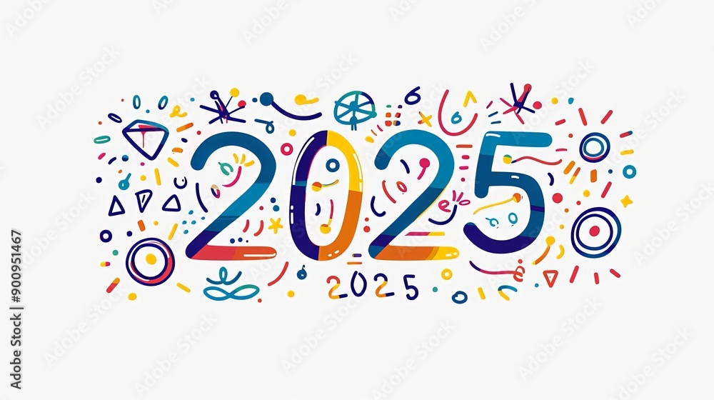 The year is 2025 and it is a colorful and fun design The year is 2025 and it is a colorful and fun design