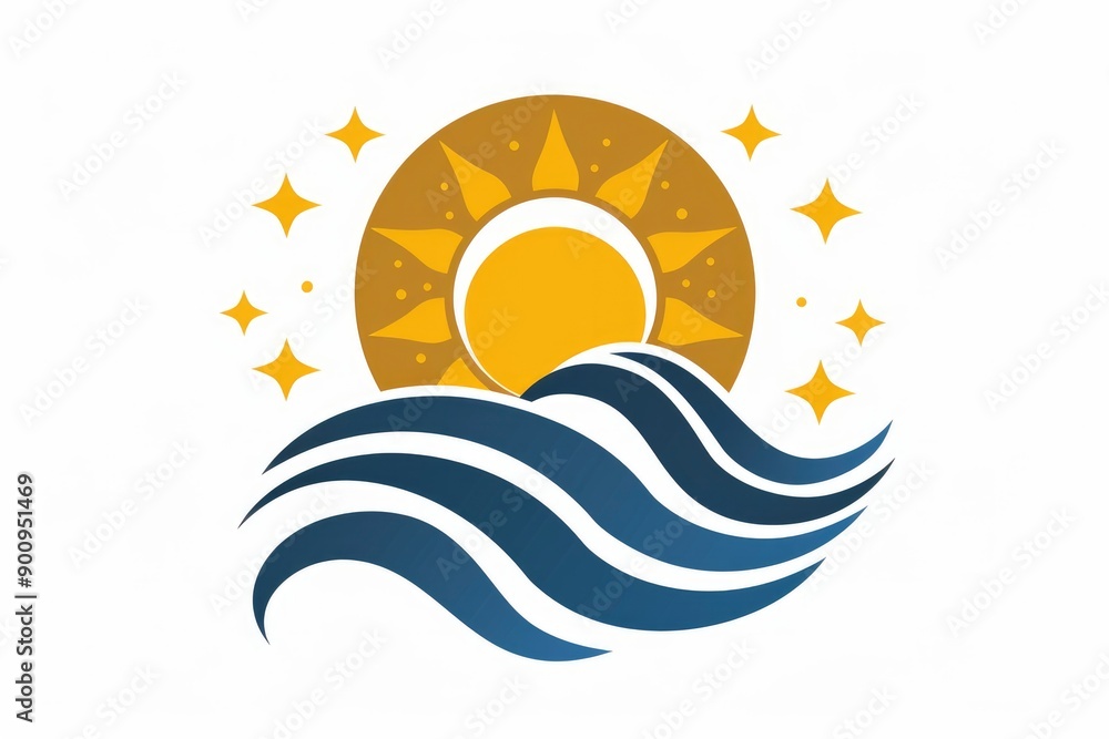 Sun, Waves, and Stars Abstract Logo Design Sun, Waves, and Stars Abstract Logo Design