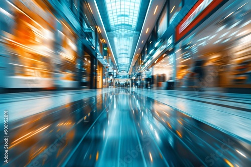 Blurred Motion of Shoppers in a Modern Shopping Mall