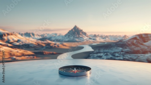 Close up compass navigating in business concept.