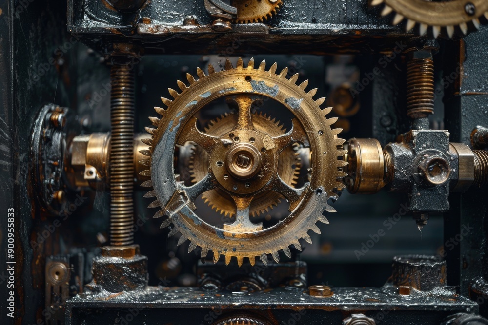 Close Up of Geared Machine in Industrial Setting Close Up of Geared Machine in Industrial Setting