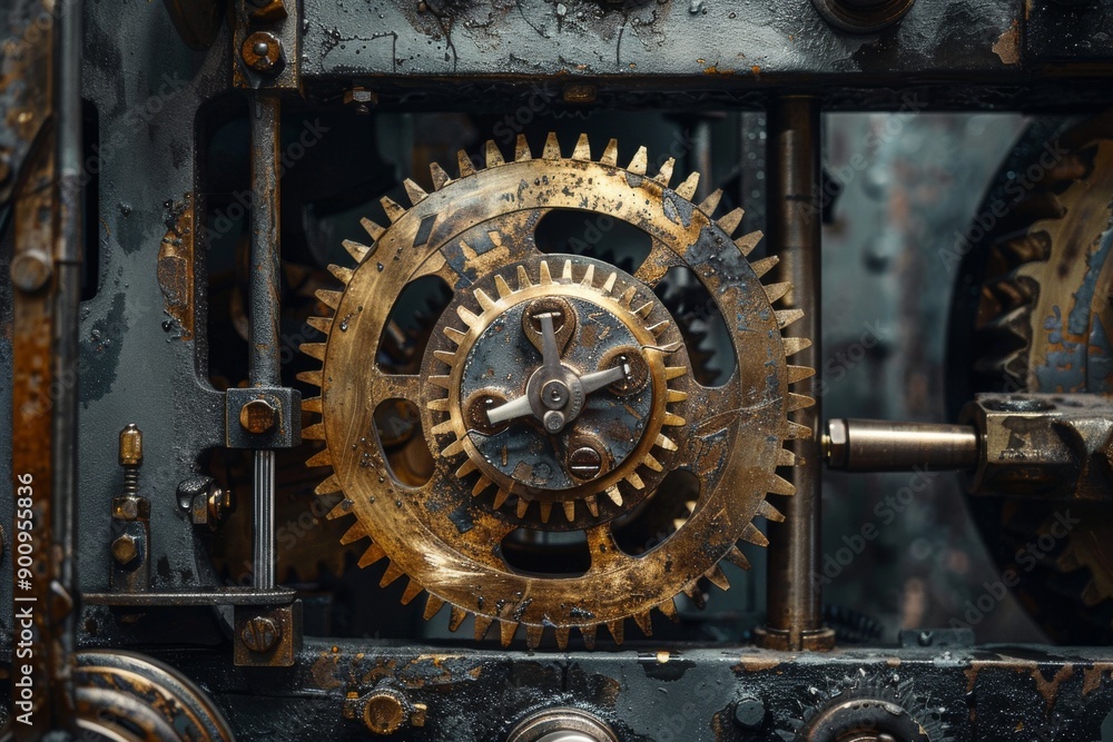Close Up of Geared Machine in Industrial Setting Close Up of Geared Machine in Industrial Setting