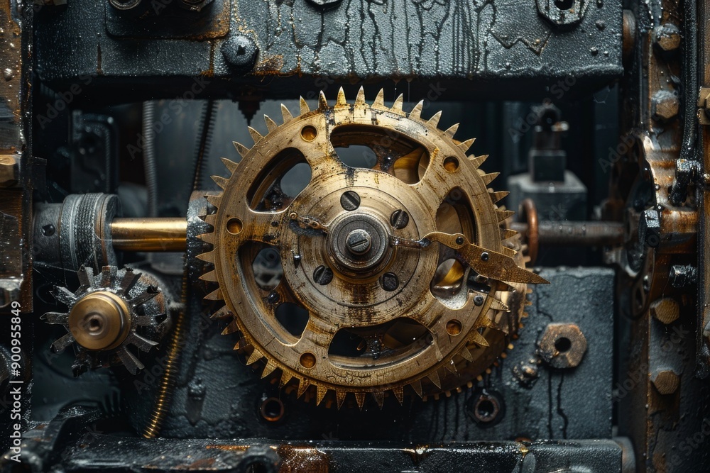 Close Up of Geared Machine in Industrial Setting Close Up of Geared Machine in Industrial Setting