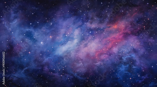 A captivating depiction of distant galaxies and star clusters set against the deep blackness of space. The image reveals a spectrum of colors from bright blues and pinks to soft purples, 