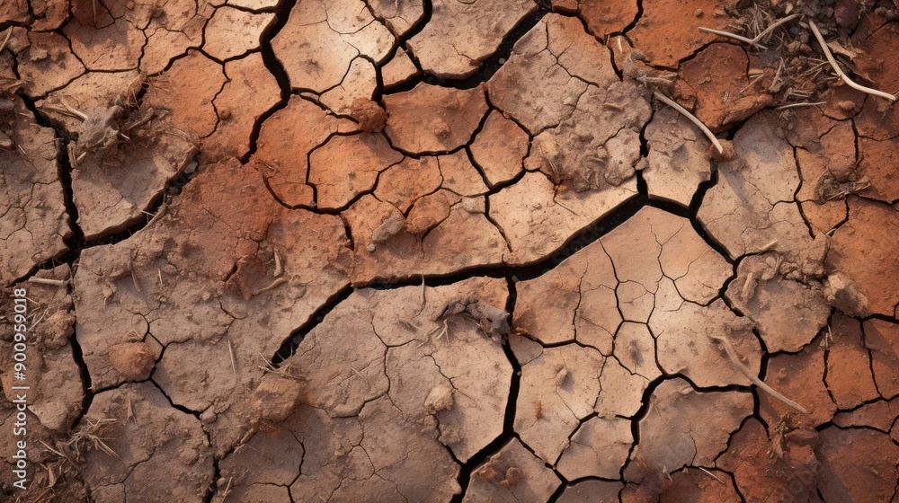 Macro shot of a soil sample showing signs of erosion and contamination, with patches of dry and cracked earth Macro shot of a soil sample showing signs of erosion and contamination, with patches of dry and cracked earth