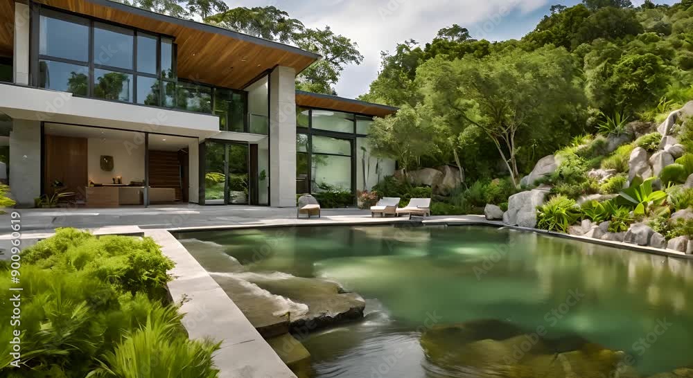 Where Nature Reigns: Modern House Integrated with a Waterfall Where Nature Reigns: Modern House Integrated with a Waterfall