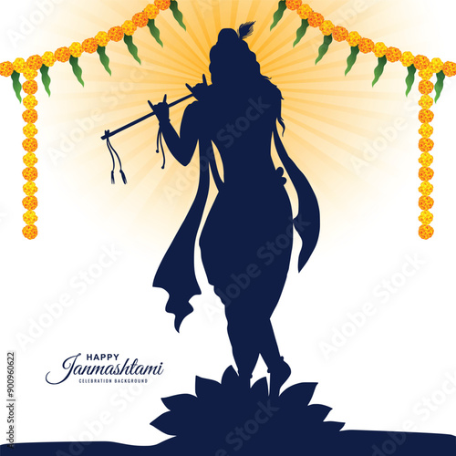Beautiful religious krishna janmashtami card background