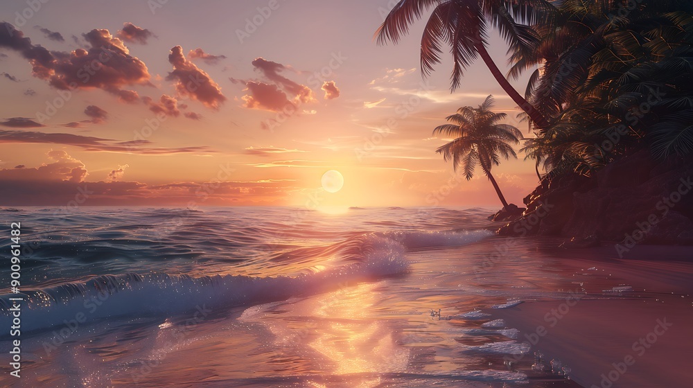 Serene Sunset on a Tropical Beach Serene Sunset on a Tropical Beach