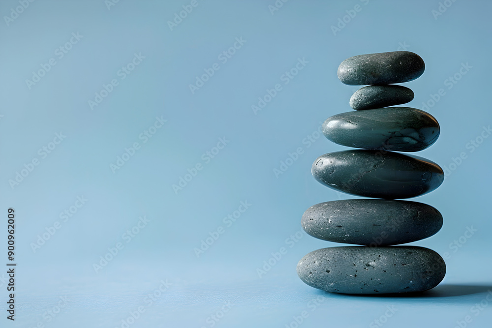 Balancing stones on blue background
Balancing stones on blue background