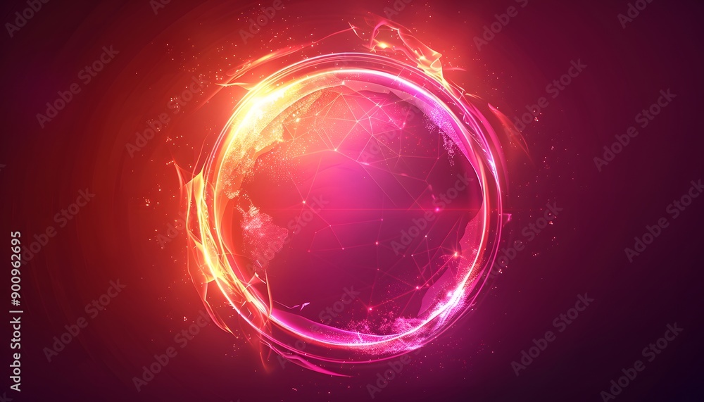 pink glowing circle crystal on dark background pink glowing circle crystal on dark background