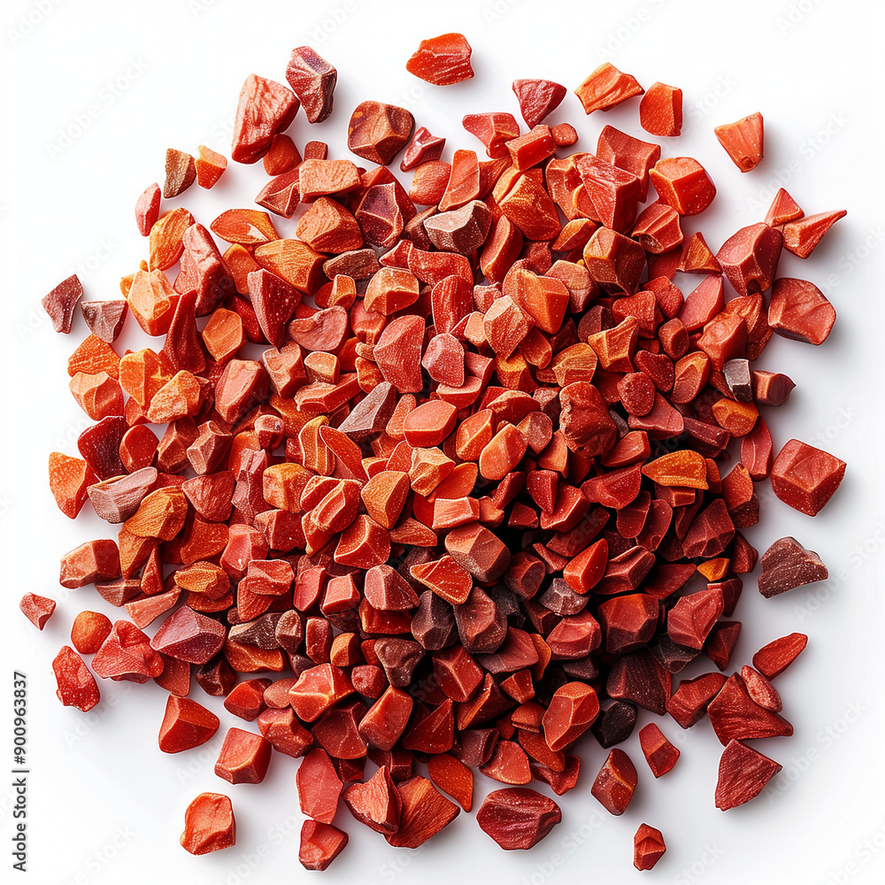 Pile of Whole Vermilion Annatto Seeds: Vibrantly Isolated in 3D Pile of Whole Vermilion Annatto Seeds: Vibrantly Isolated in 3D