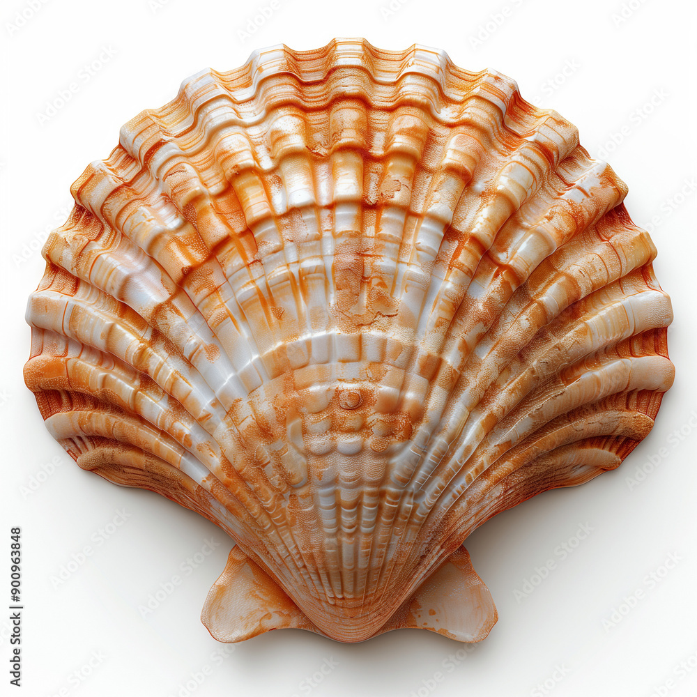 Full Body White Background with 3D Scallop Icon Vector Full Body White Background with 3D Scallop Icon Vector
