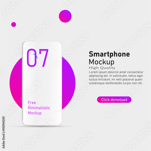 Modern mock up smartphone for presentation, information graphics, app display, perspective view, eps vector format.
