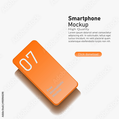 Modern mock up smartphone for presentation, information graphics, app display, perspective view, eps vector format.