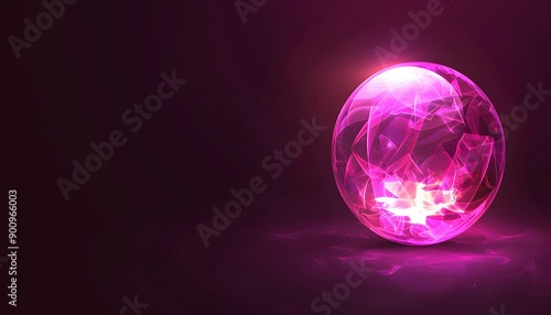 pink glowing circle crystal on dark background