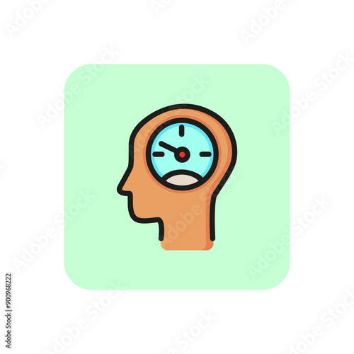Biological clock line icon. Brain, time, sleeping. Solution concept. Vector illustration can be used for topics like thought process, deadline, awake