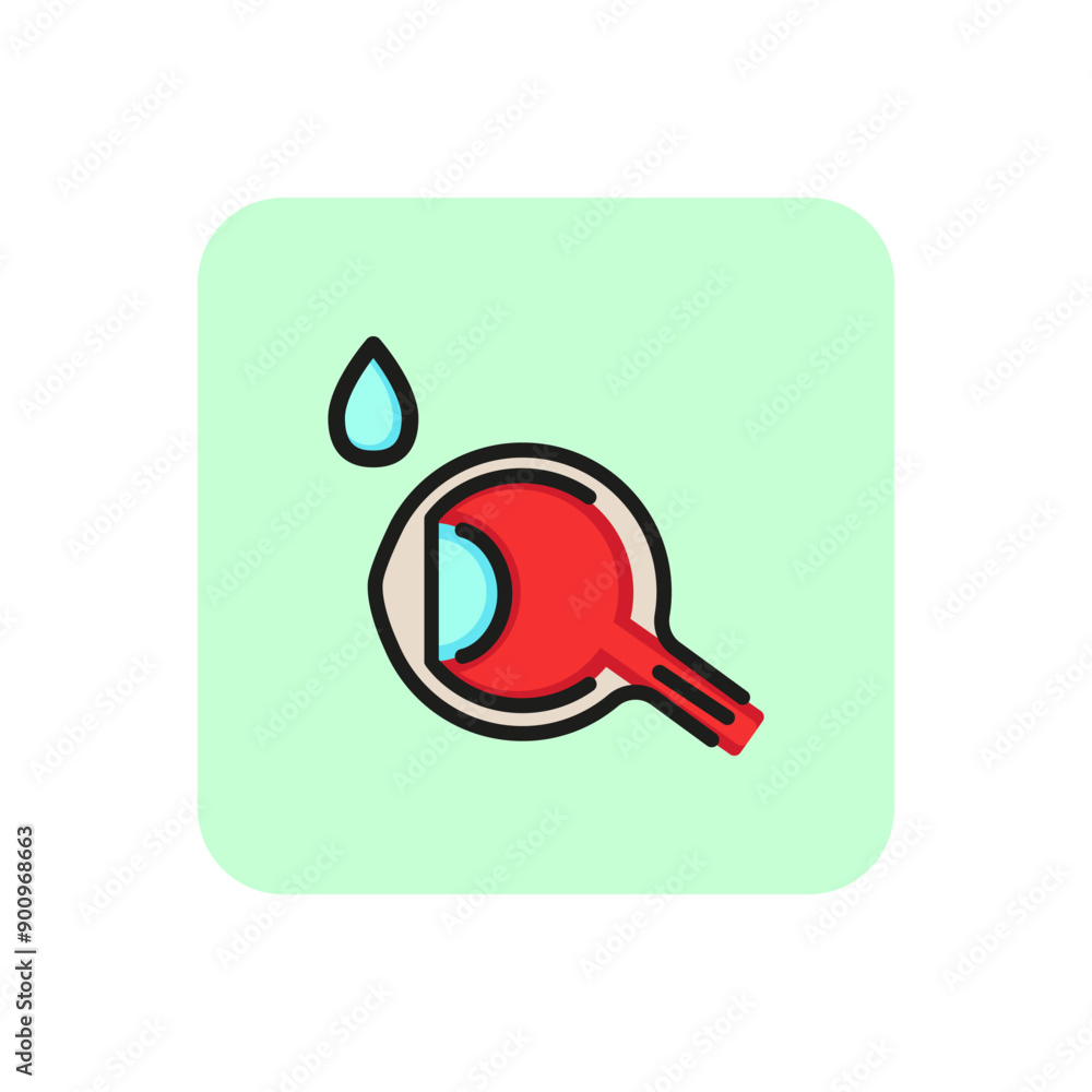Eye drop line icon. Eyeball, eye bulb, droplet. Health care concept. Can be used for topics like vision, sight, eyesight, treatment Eye drop line icon. Eyeball, eye bulb, droplet. Health care concept. Can be used for topics like vision, sight, eyesight, treatment