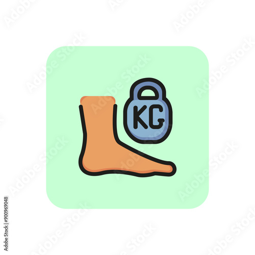Heavy legs line icon. Foot and kettlebell. Health care concept. Can be used for topics like symptoms, medical examination, varicose